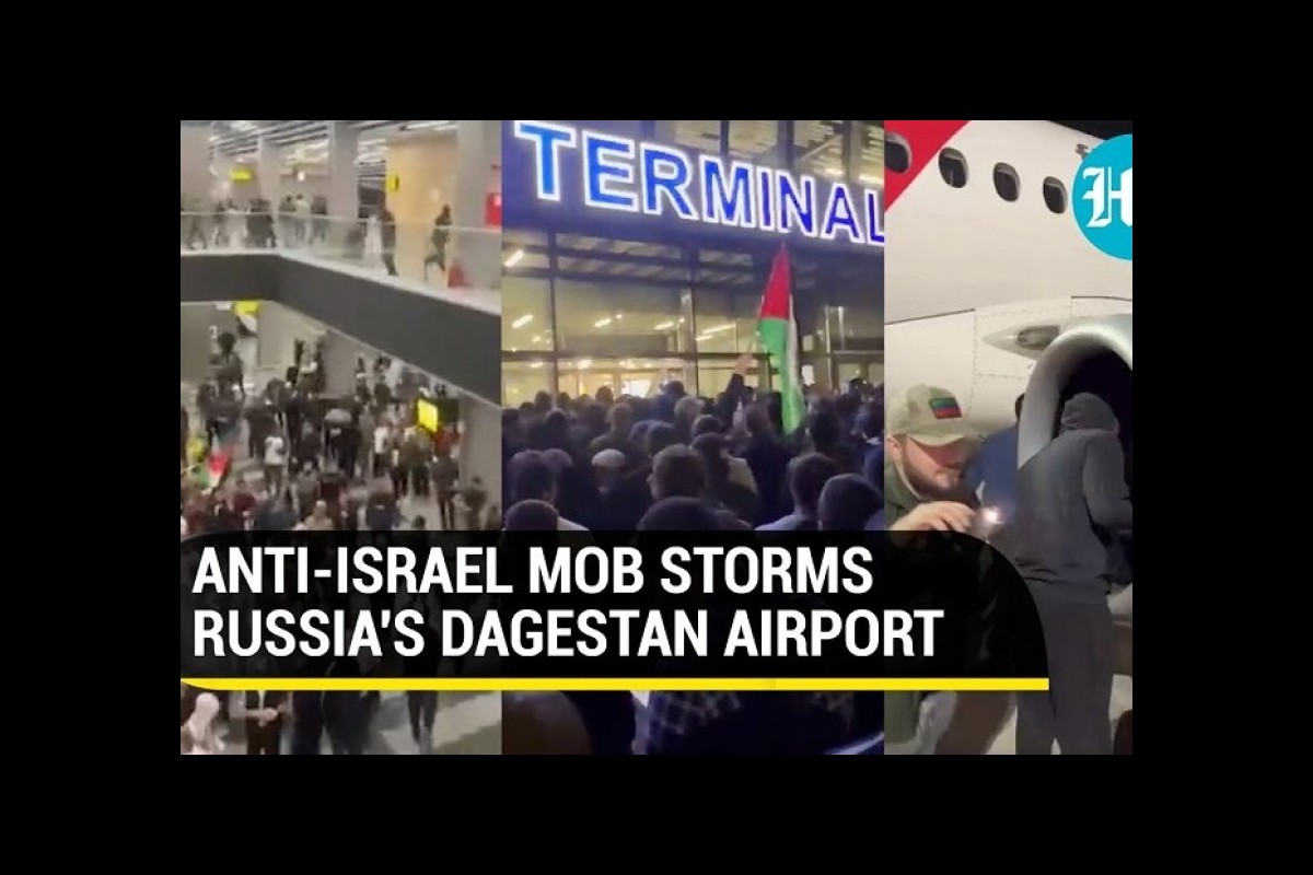 An angry crowd storms a Russian airport to prevent Israeli planes from landing