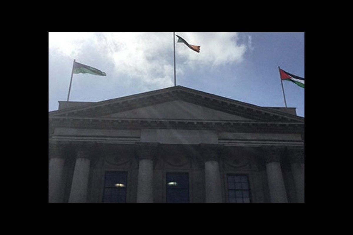 Raising the Palestinian flag over Dublin City Council in support of the people of Gaza
