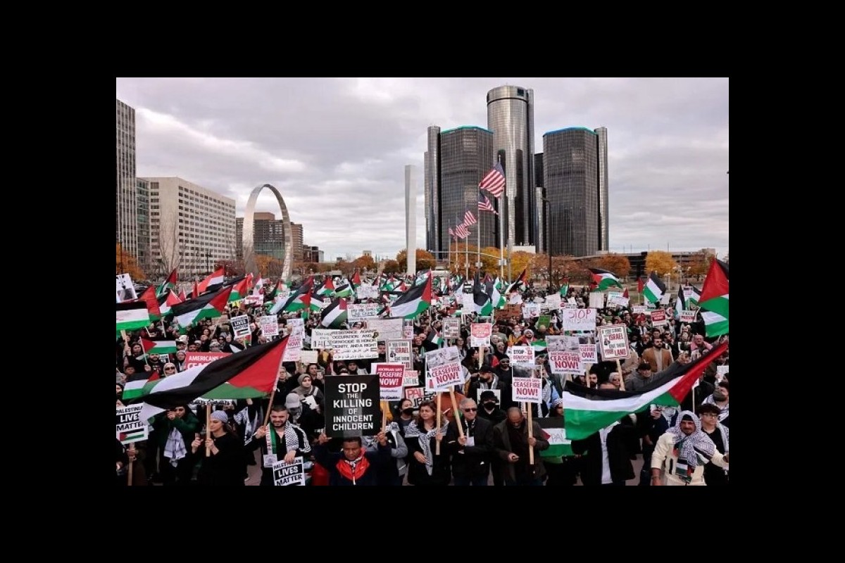 Supporters of Palestine gathered at the performance of "Genocide Joe" in California