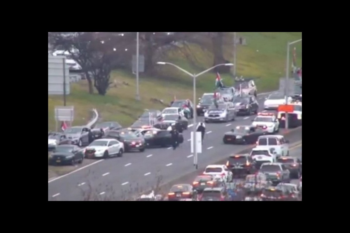 Car convoy of solidarity with the Gaza Strip in New York, USA