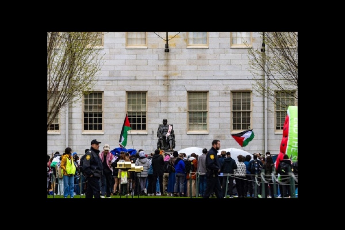 Raising of the Palestinian flag at Harvard University