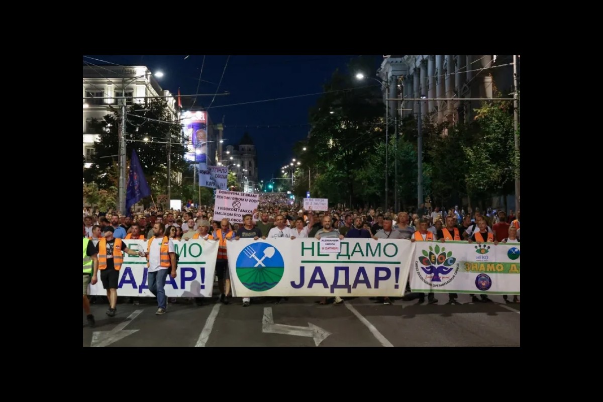 Thousands protest lithium mining in Serbia