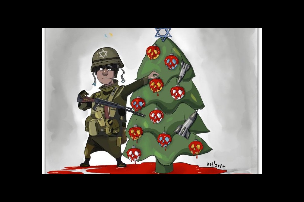 war ornaments on the Lebanon tree...