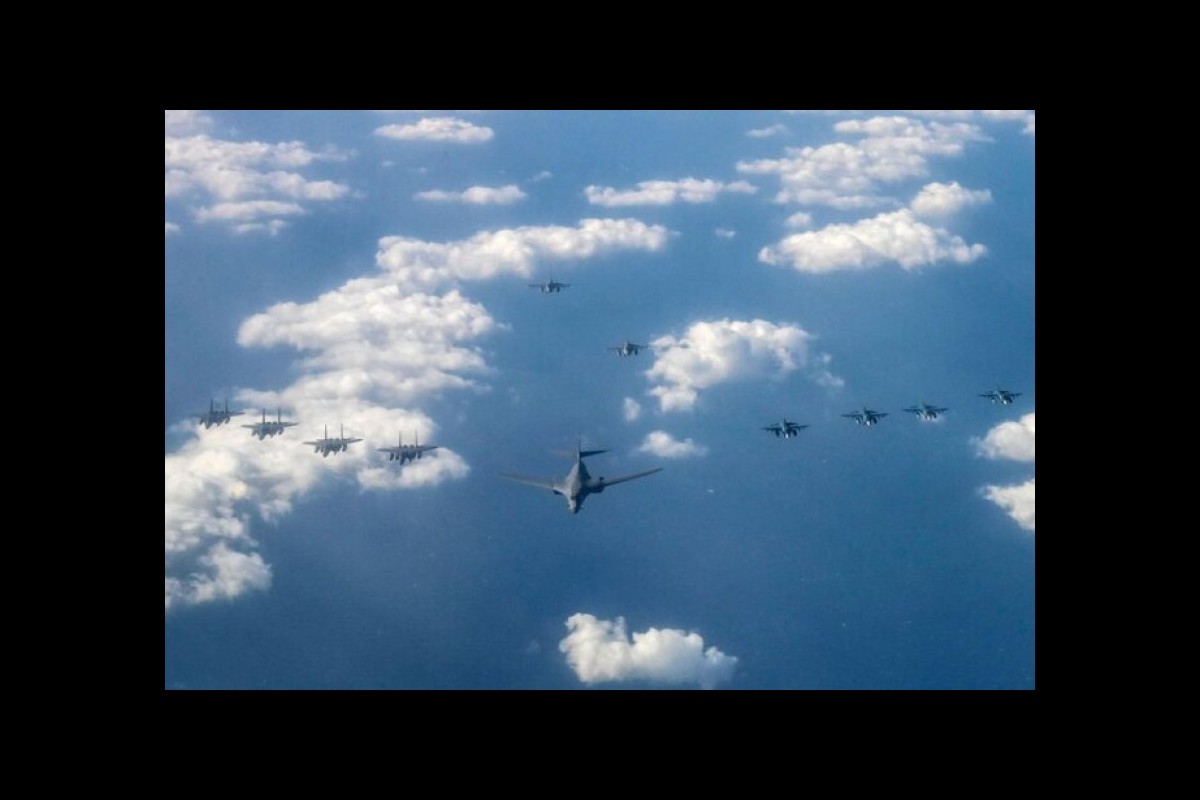 US Bomber Participates in an air drill alongside Japan and South Korea