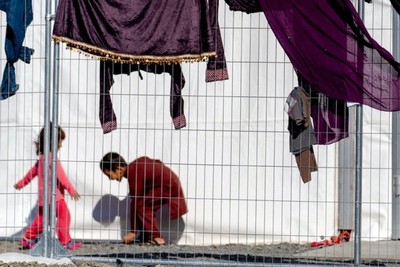 Sleeping street of Afghan refugees in England
