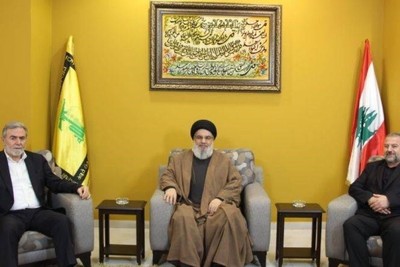 دیدار النخاله و العاروری با سید حسن نصرالله در بیروت