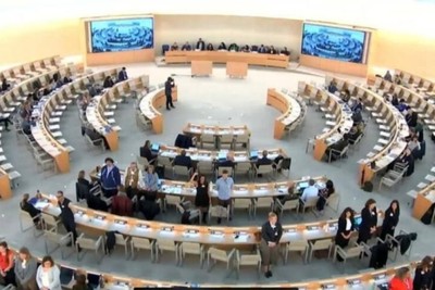 Participants in the UN Human Rights Council meeting in Geneva turned their backs on the US ambassador