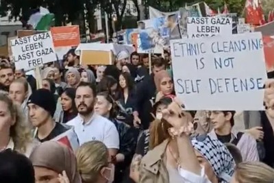 В Вене сотни демонстрантов вышли на акцию в поддержку Палестины к Дому ЕС