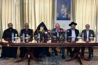 مؤتمر صحفي لقادة الأقليات الدينية في ايران لادانة الجرائم الصهيونية