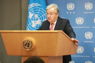 Guterres is deeply concerned about the flagrant violation of international law in the Gaza Strip