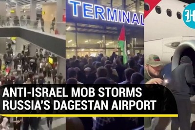 An angry crowd storms a Russian airport to prevent Israeli planes from landing