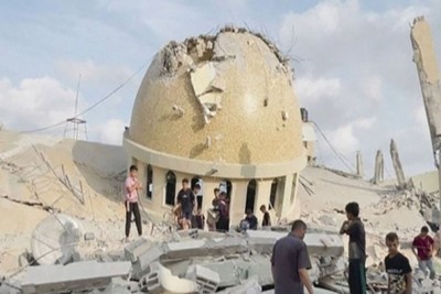The Zionists continue their crimes by destroying two other Mosques in the Gaza Strip