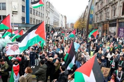 Massive Irish demonstrations in support of the Palestinian people