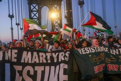 Massive demonstrations in New York in support of Palestine, and calls for an immediate ceasefire