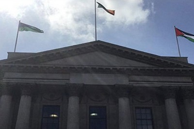 Raising the Palestinian flag over Dublin City Council in support of the people of Gaza