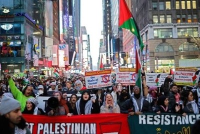 مظاهرات ضخمة في نيويورك وشيكاغو للمطالبة بوقف العدوان الإسرائيلي على غزة