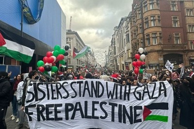 Supporters of Palestine protest in the British capital