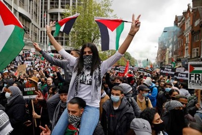 The cry of "Free Palestine" rang out in east London
