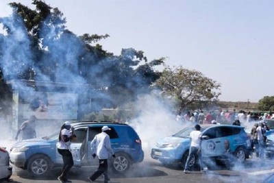 Police are fighting with Senegalese protesters who are complaining about the postponement of the presidential election