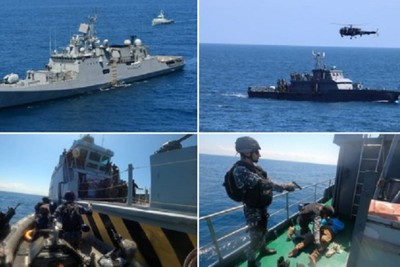 The armies of India, Mozambique, Tanzania in a joint exercise in the Indian Ocean