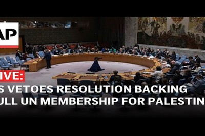 The United States voted to veto a resolution to grant Palestine full membership of the United Nations