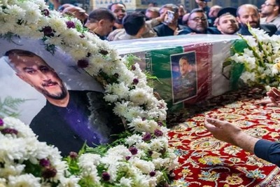 پیکر شهید امیرعبداللهیان در حرم عبد‌العظیم آرام گرفت