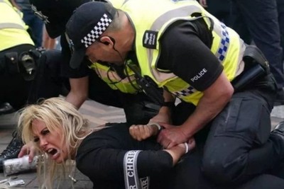 Who is protesting in the streets of England?