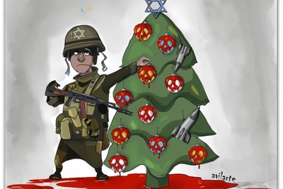 war ornaments on the Lebanon tree...