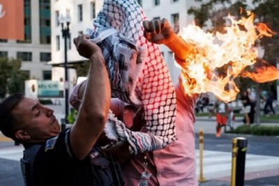 Palestinian supporter sets himself on fire in front of the White House