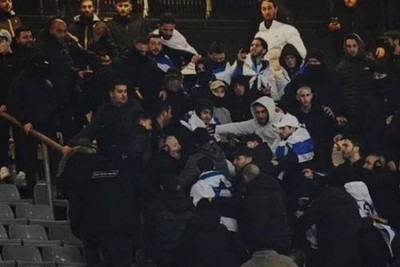 Riot by fans of the Zionist football team in France