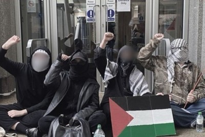 Pro-Palestinian protesters target military and defense industry recruiters at UK universities