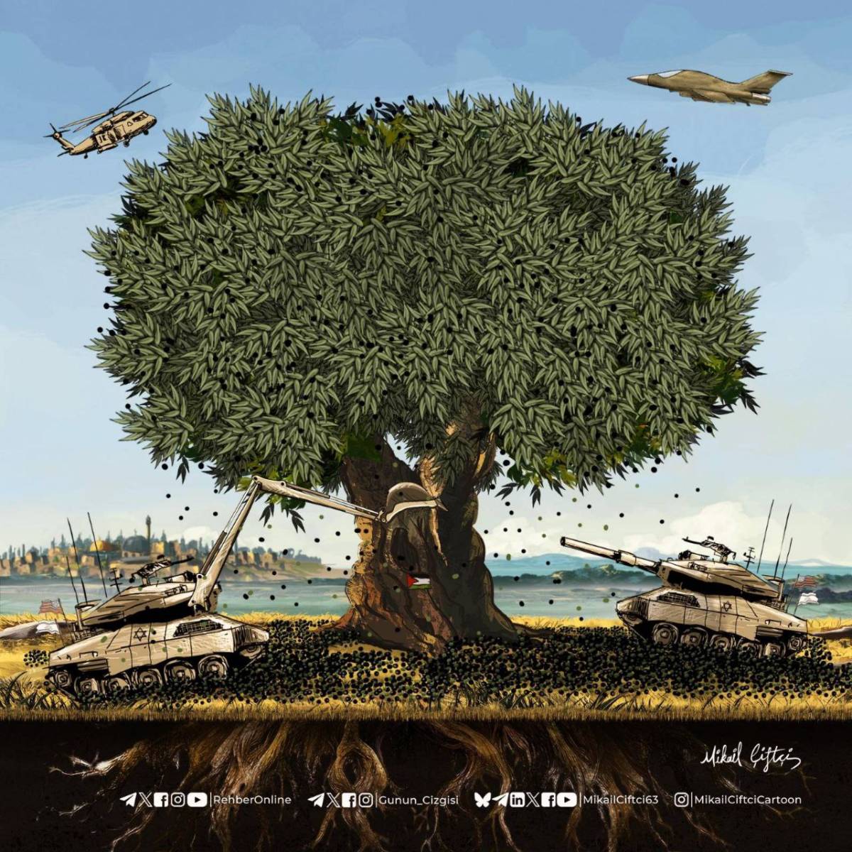 The destruction of olive trees by the Zionist regime