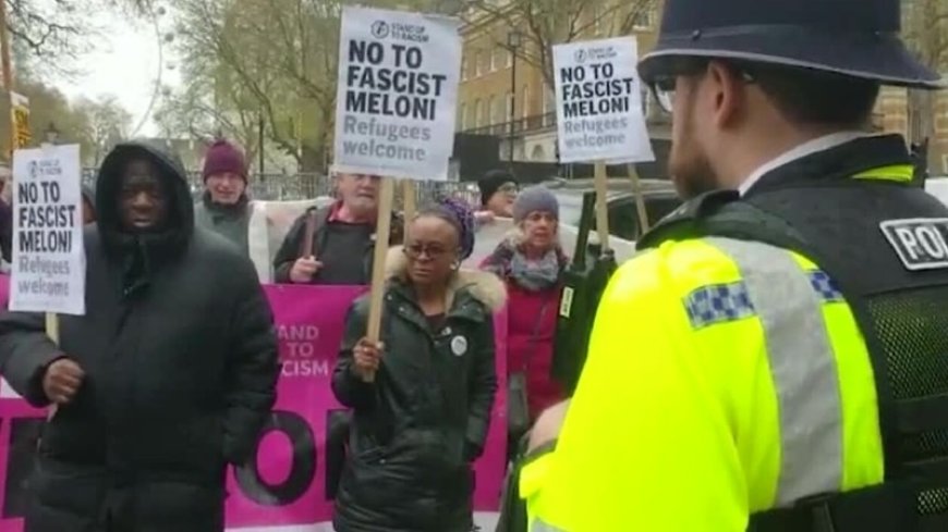 Meloni visiting London, protest against fascism and racism