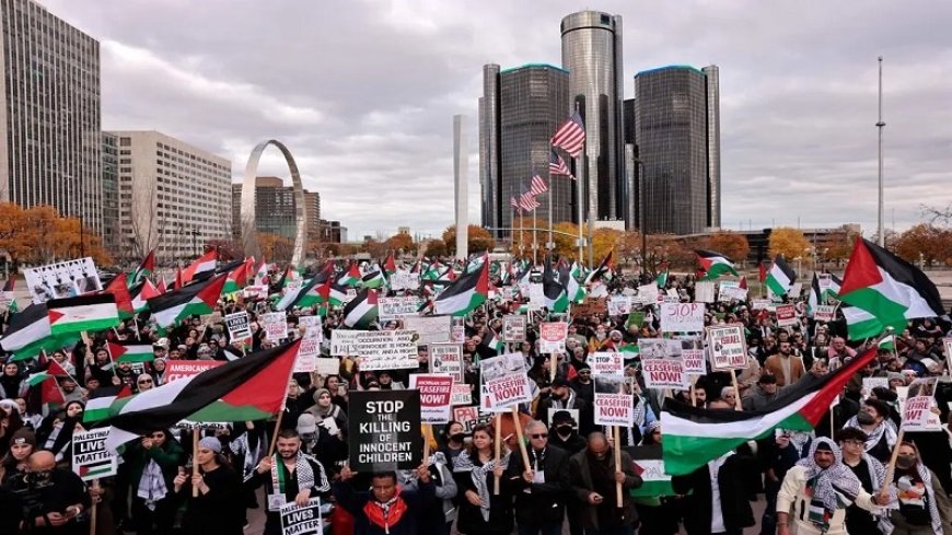 Supporters of Palestine gathered at the performance of "Genocide Joe" in California