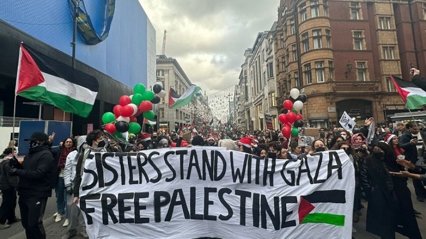 Supporters of Palestine protest in the British capital