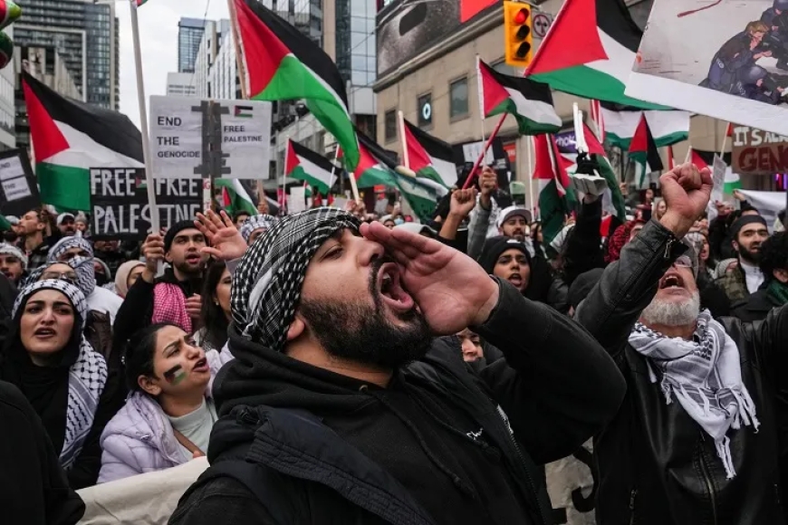 A demonstration in support of Palestine took place in Toronto