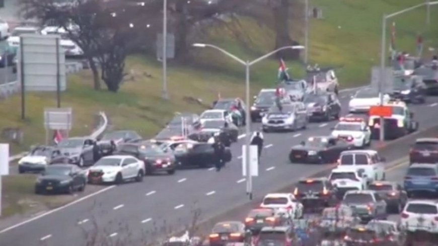 Car convoy of solidarity with the Gaza Strip in New York, USA