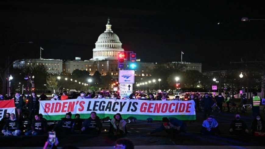 Pro-Palestinian protest in the USA simultaneously with the speech of the head of the White House
