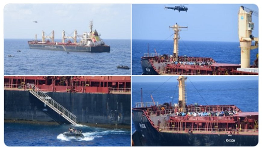 The Indian Navy rescues a ship that was captured by Somali pirates