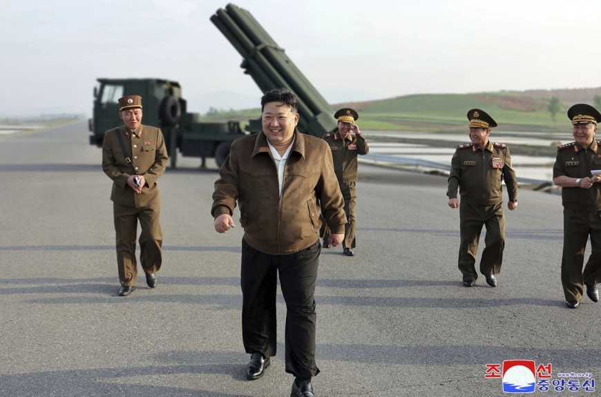  North Korea Continues Weapons Testing with New Rocket Launcher Supervised by Kim Jong Un