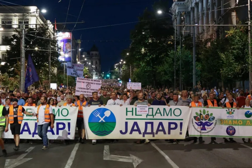 Thousands protest lithium mining in Serbia